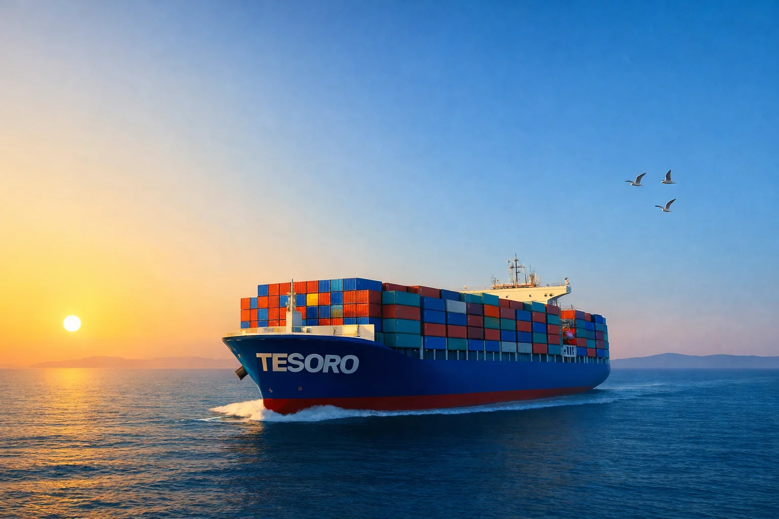 Container ship at sea